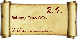 Rohony István névjegykártya